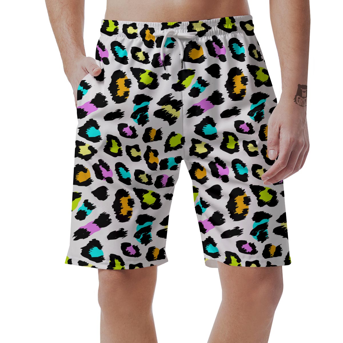 White Leopard Men's Shorts-grizzshop