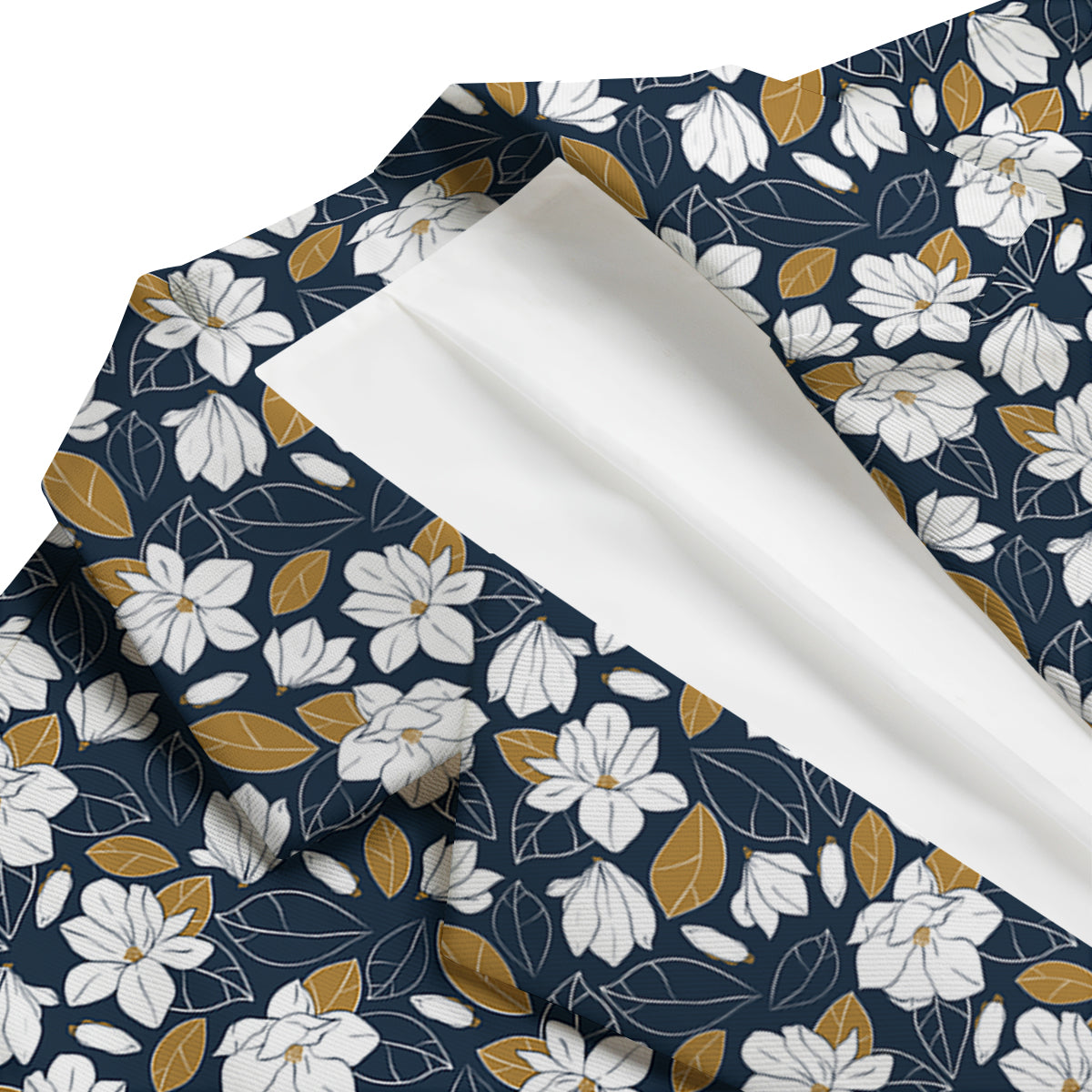 White Magnolia And Leaf Brown Print Pattern Men's Blazer-grizzshop