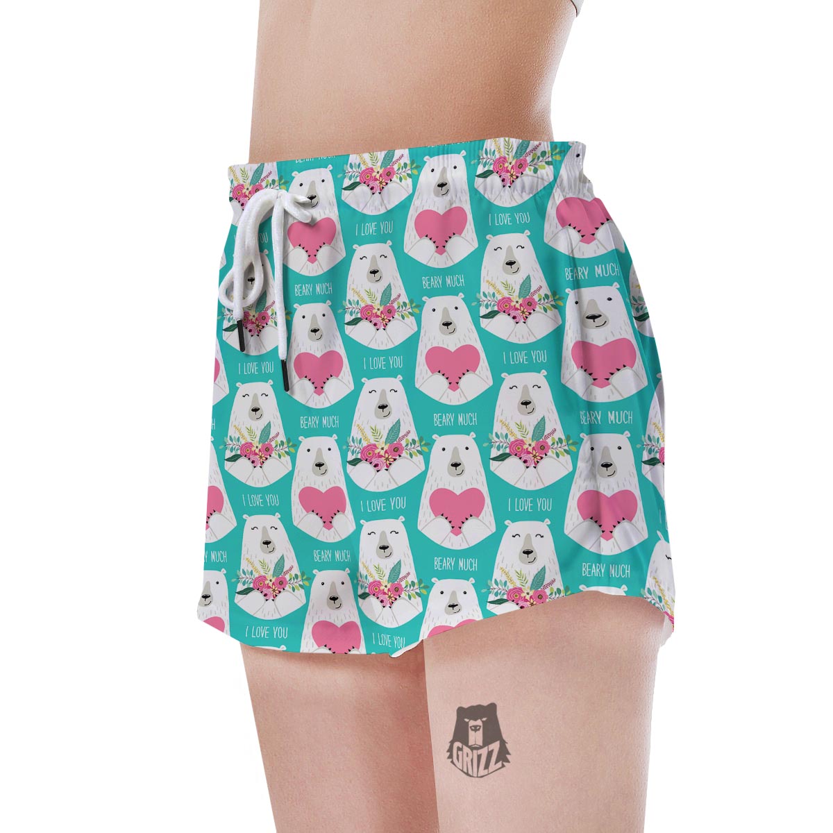 White Mama Bear Women's Shorts-grizzshop