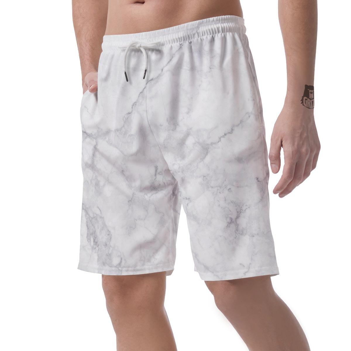 White Marble Men's Shorts-grizzshop