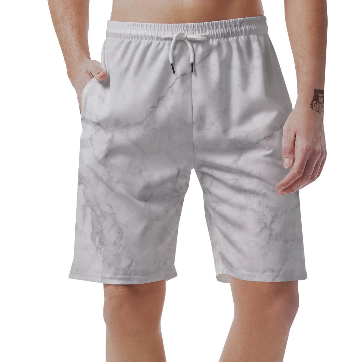 White Marble Men's Shorts-grizzshop