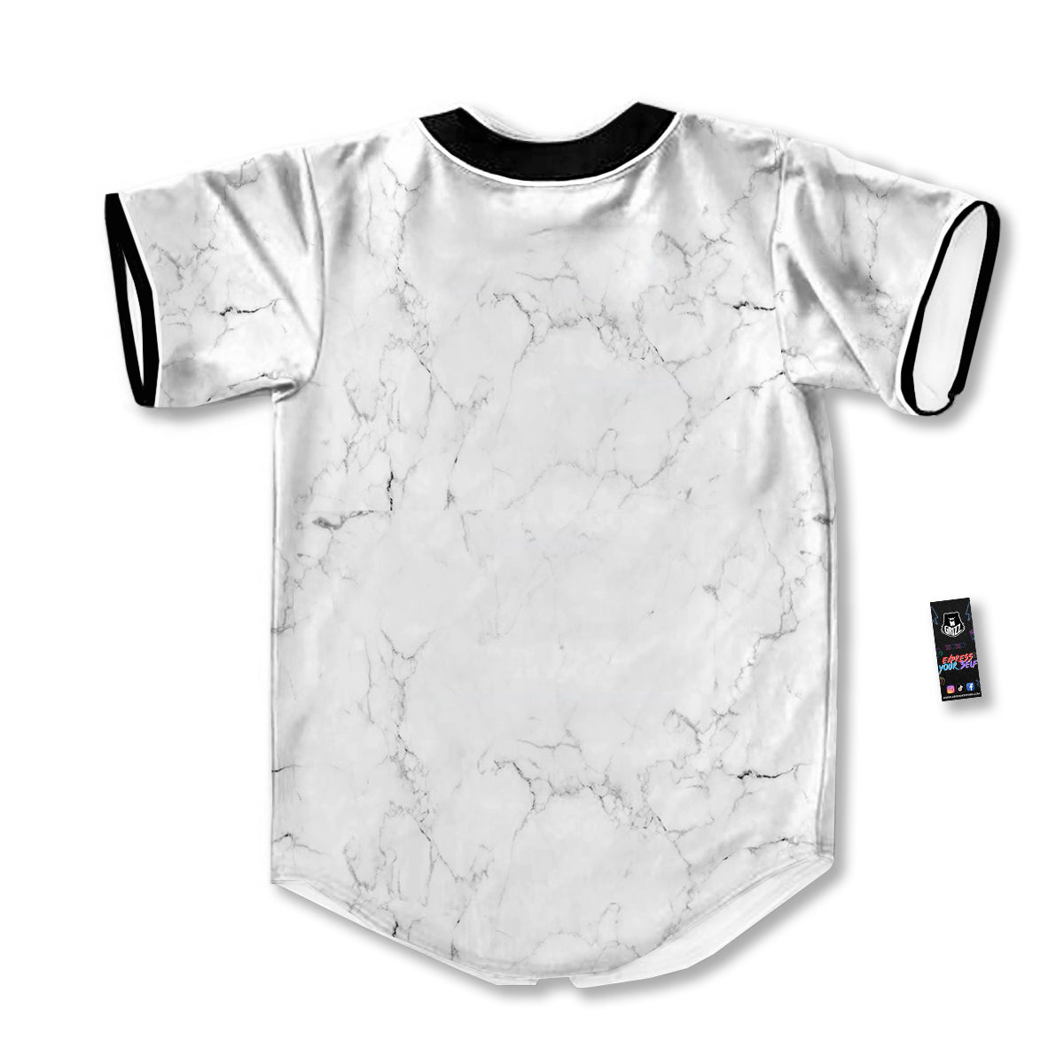 White Marble Pattern Baseball Jersey-grizzshop