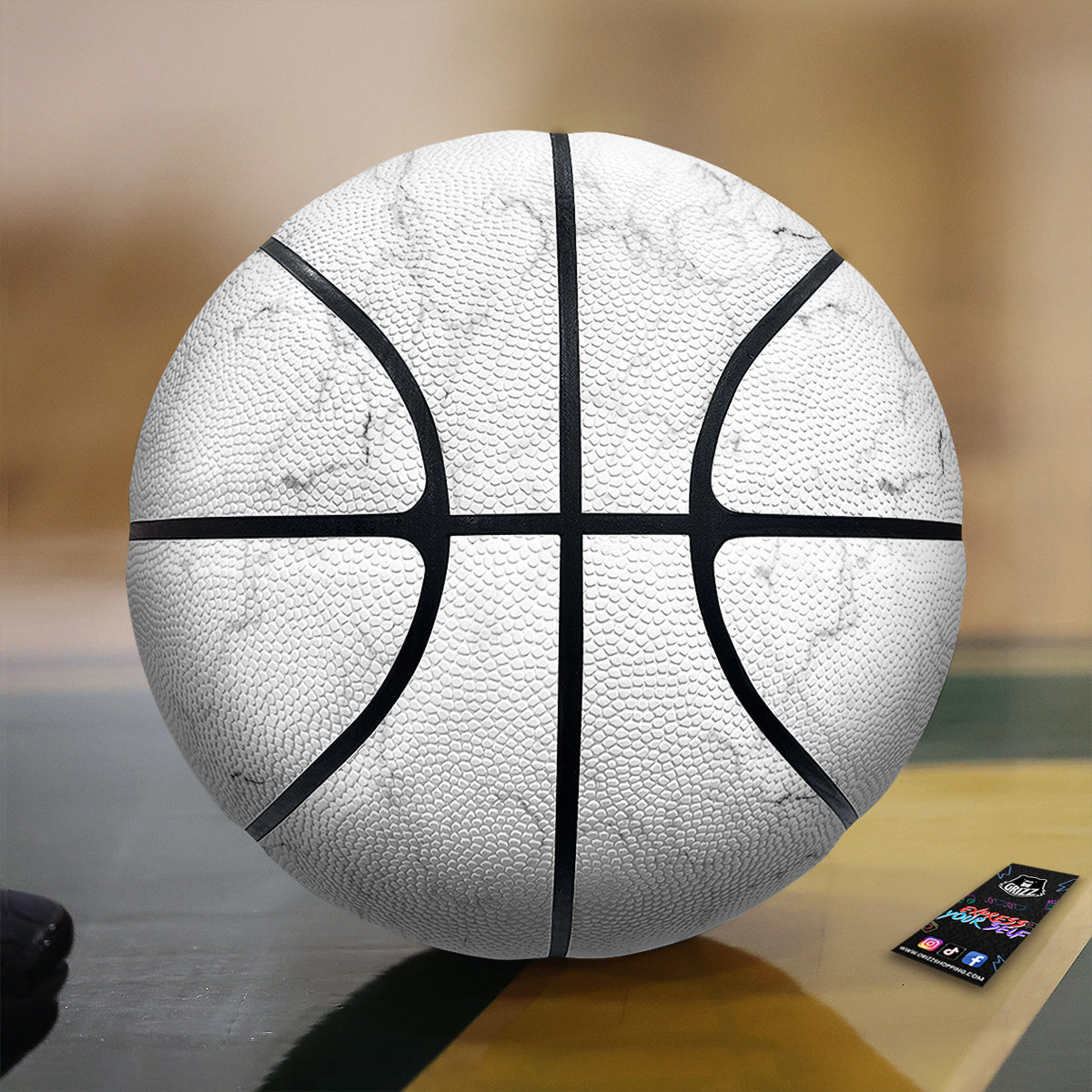 White Marble Pattern Basketball-grizzshop
