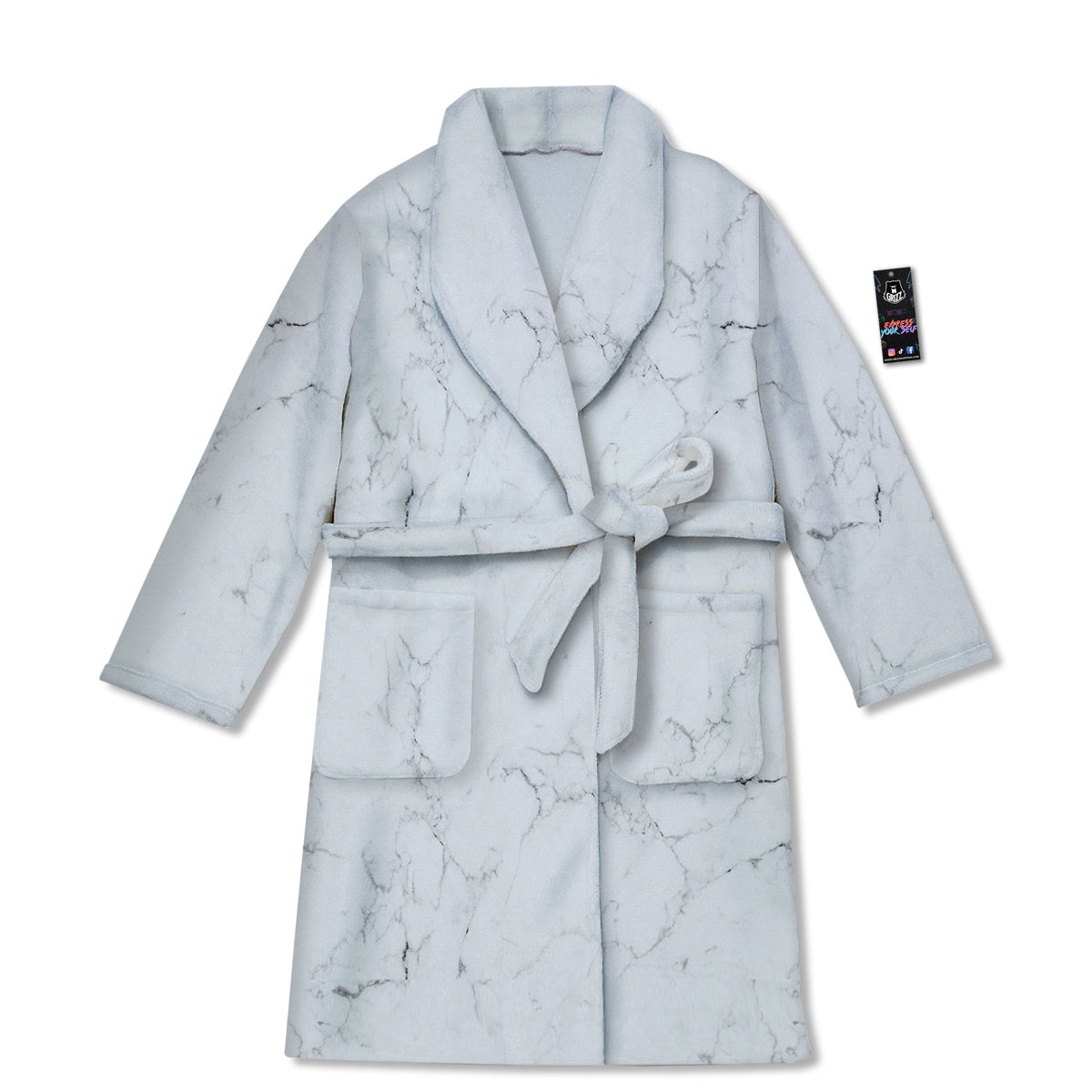 White Marble Pattern Bathrobe-grizzshop