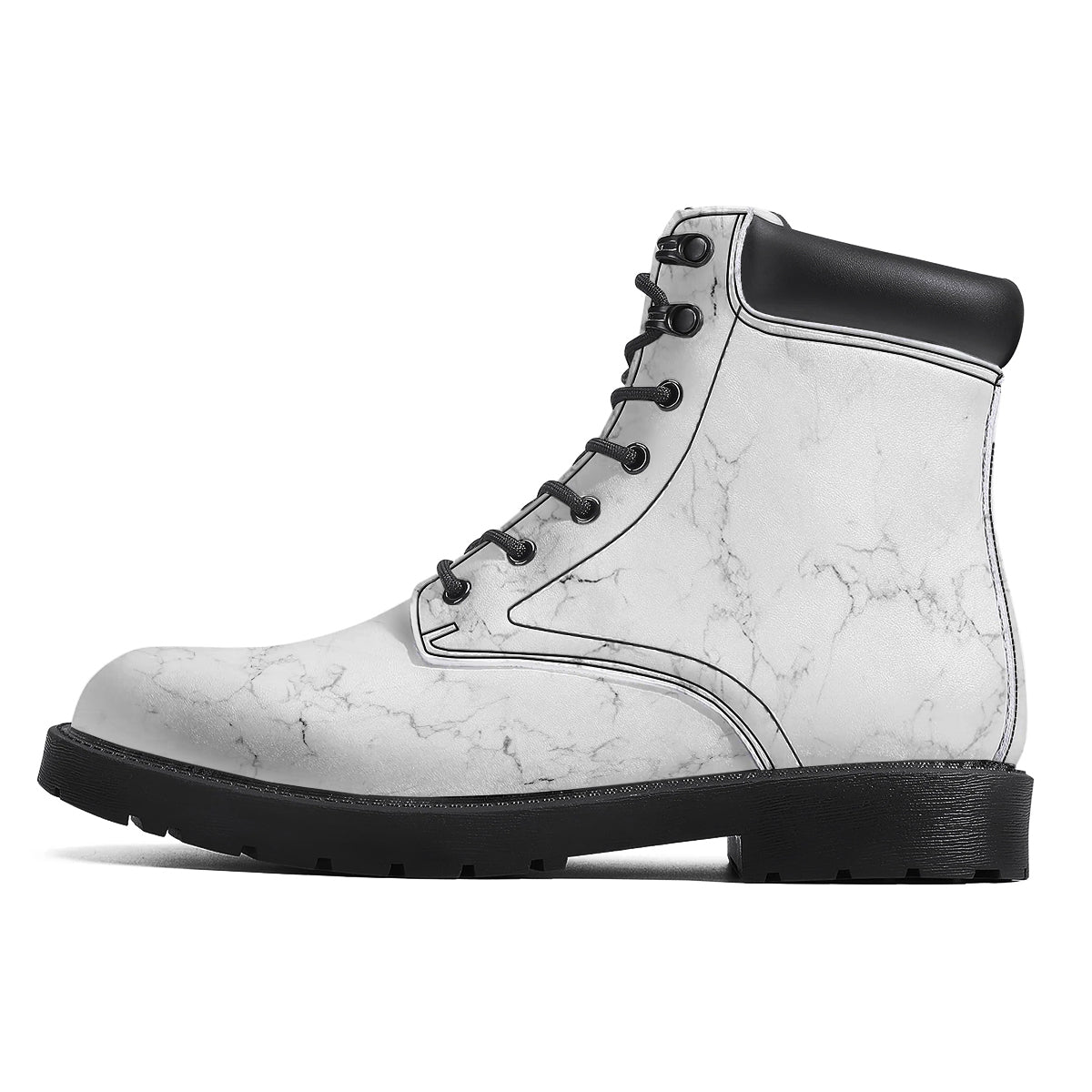 White Marble Pattern Boots-grizzshop