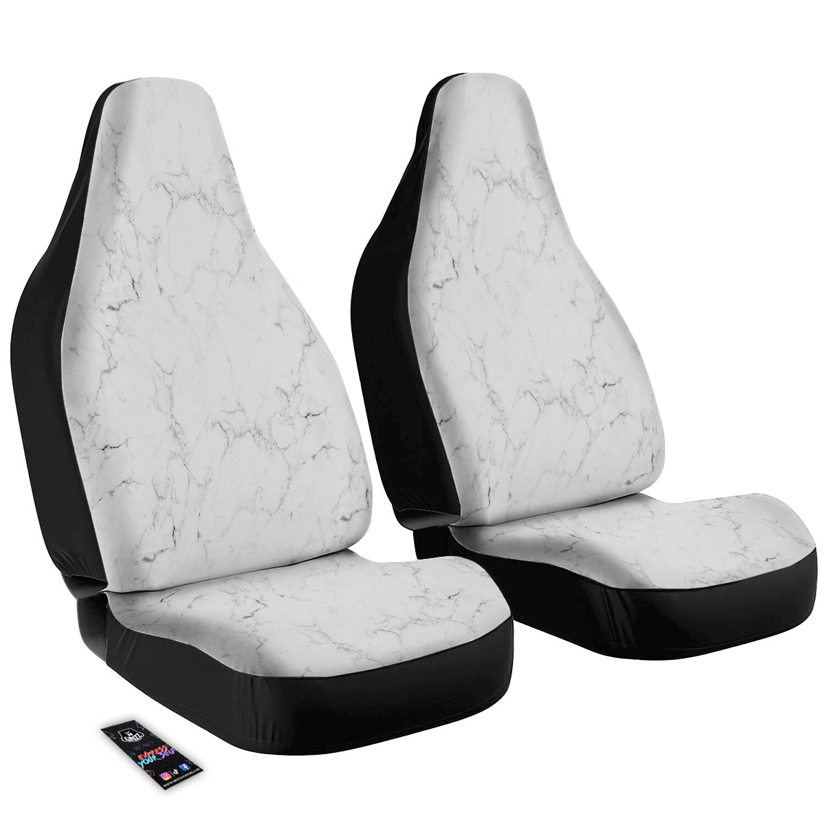 White Marble Pattern Car Seat Covers-grizzshop