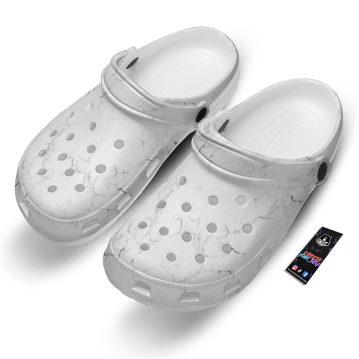 White Marble Pattern Clog-grizzshop