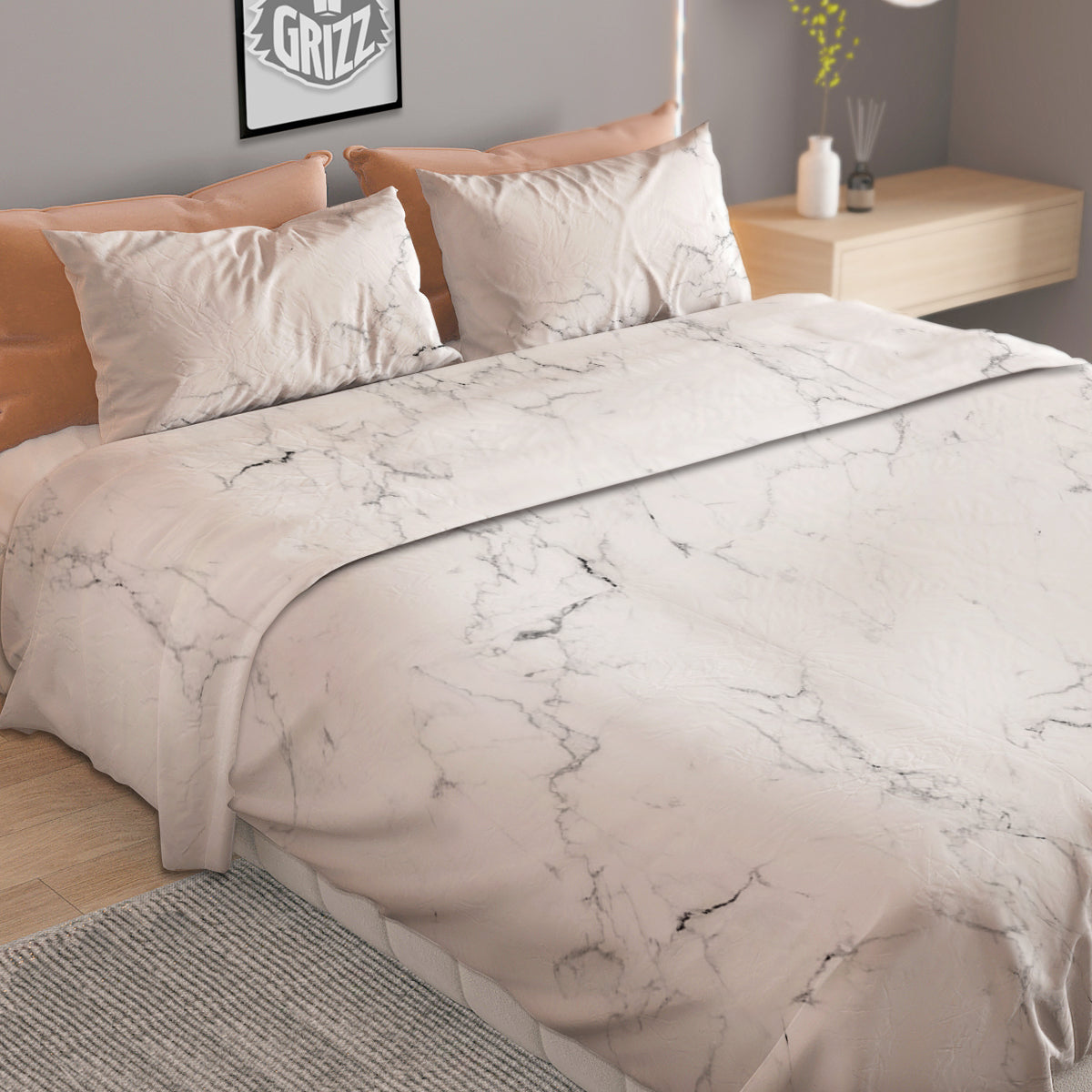 White Marble Pattern Duvet Cover Bedding Set