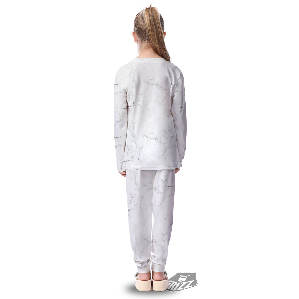 White Marble Pattern Kid's Pajamas-grizzshop