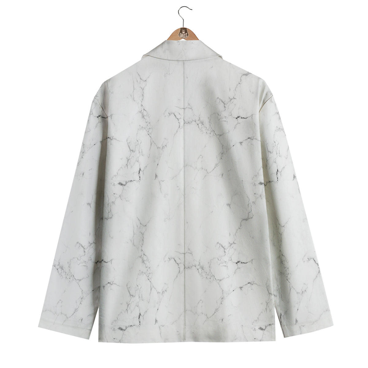White Marble Pattern Men's Blazer-grizzshop
