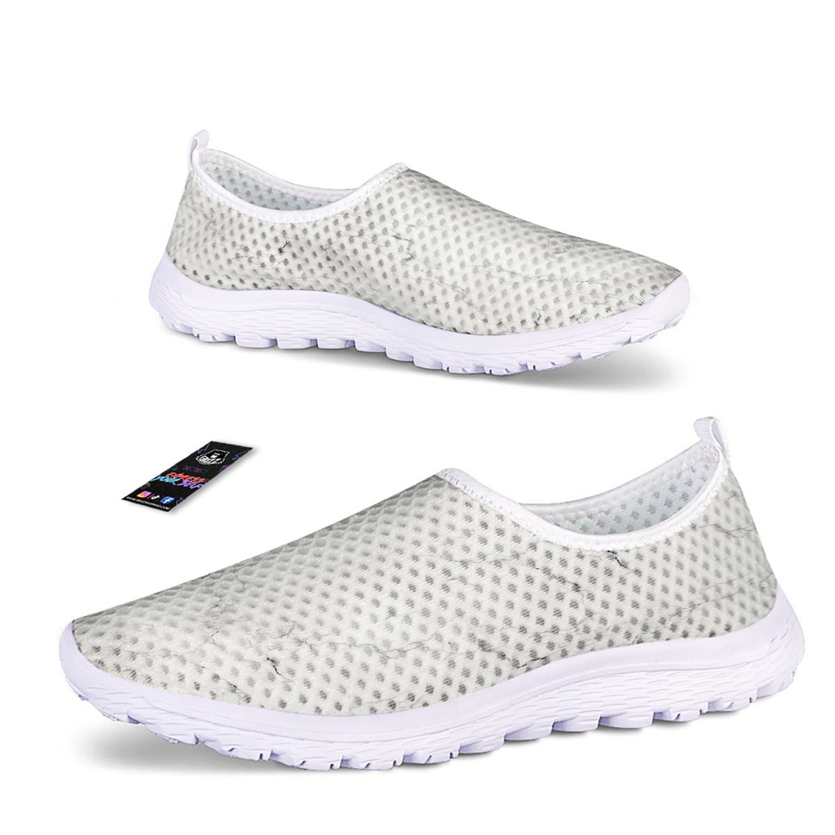 White Marble Pattern Nurse Shoes-grizzshop
