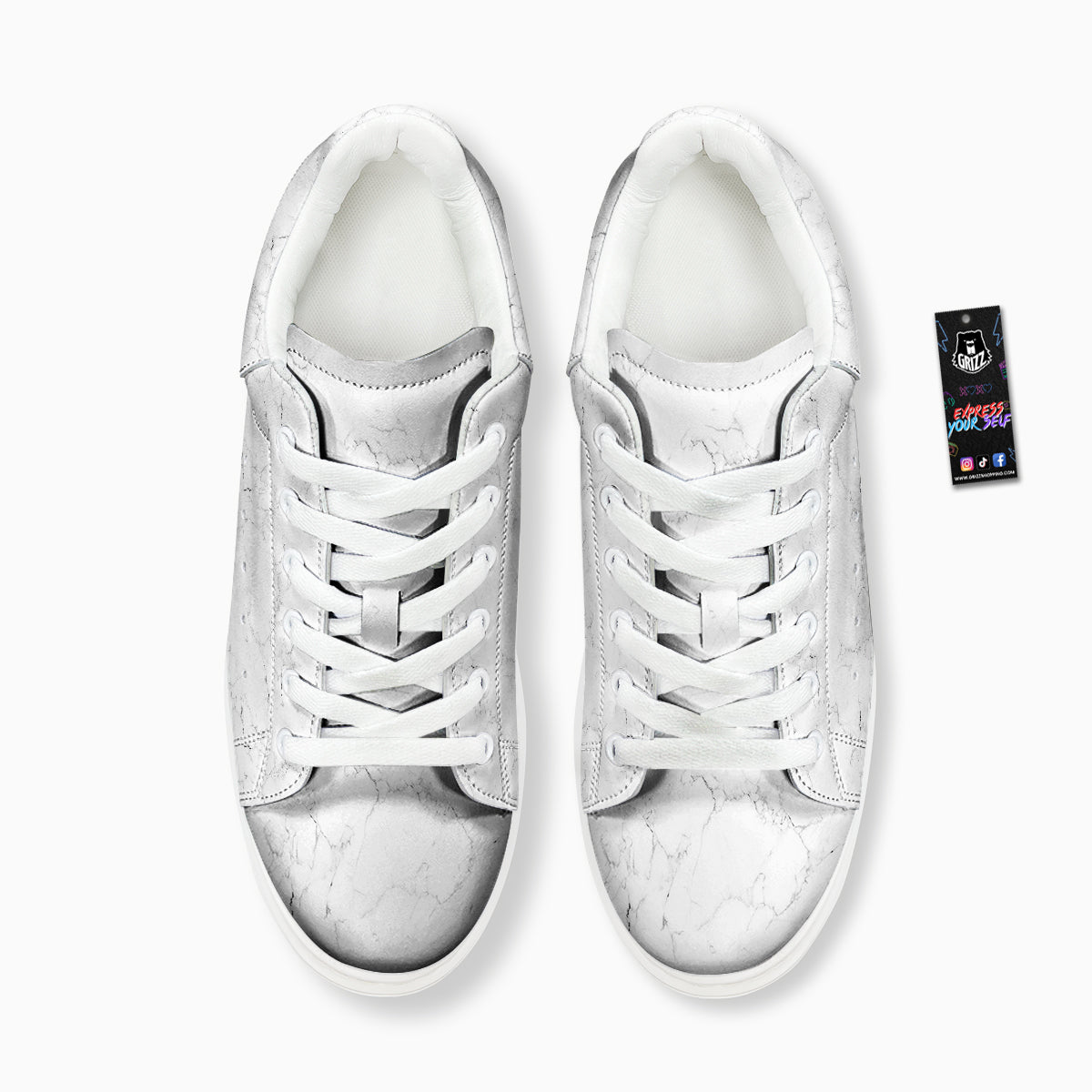 White Marble Pattern Platform Shoes-grizzshop