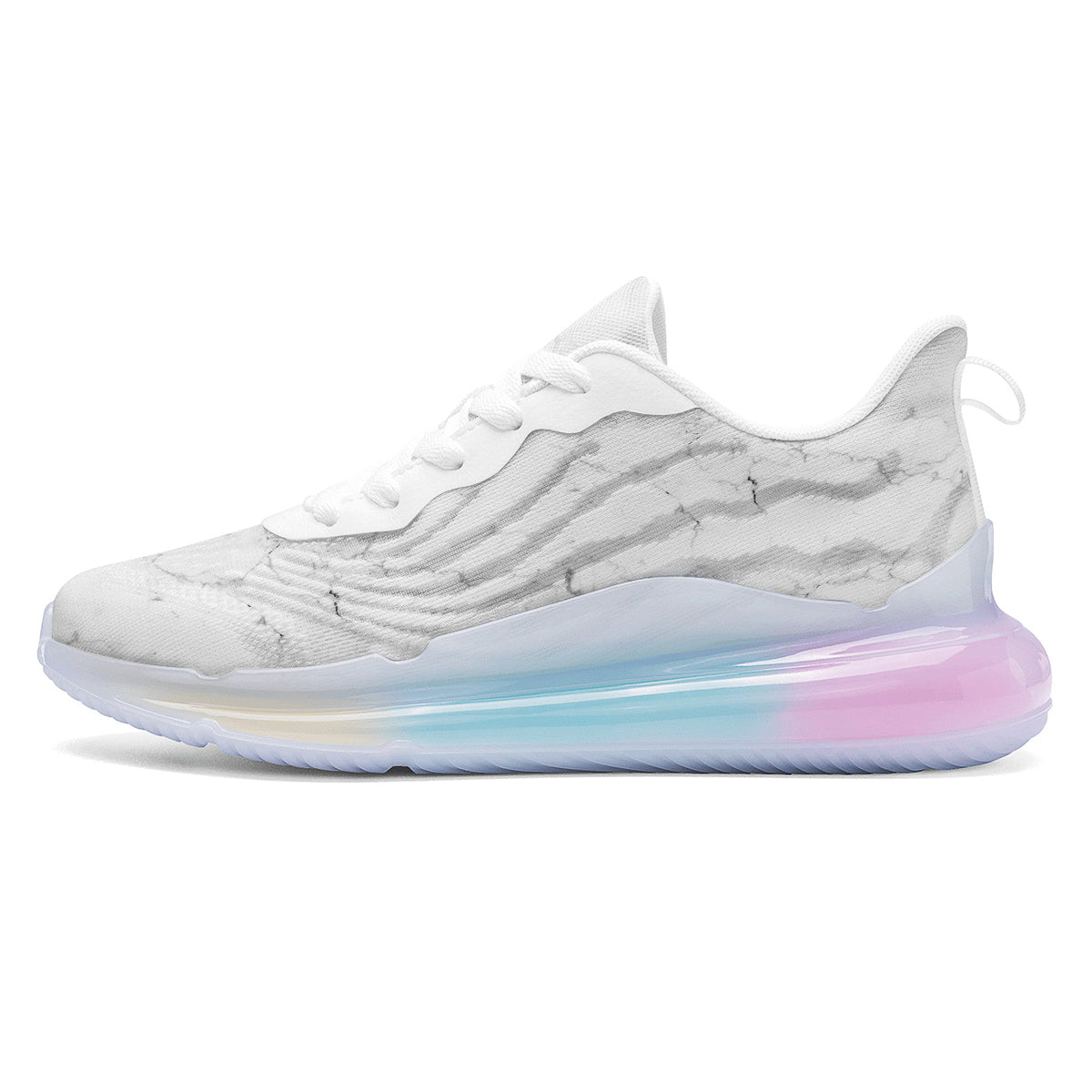 White Marble Pattern Running Sneakers-grizzshop