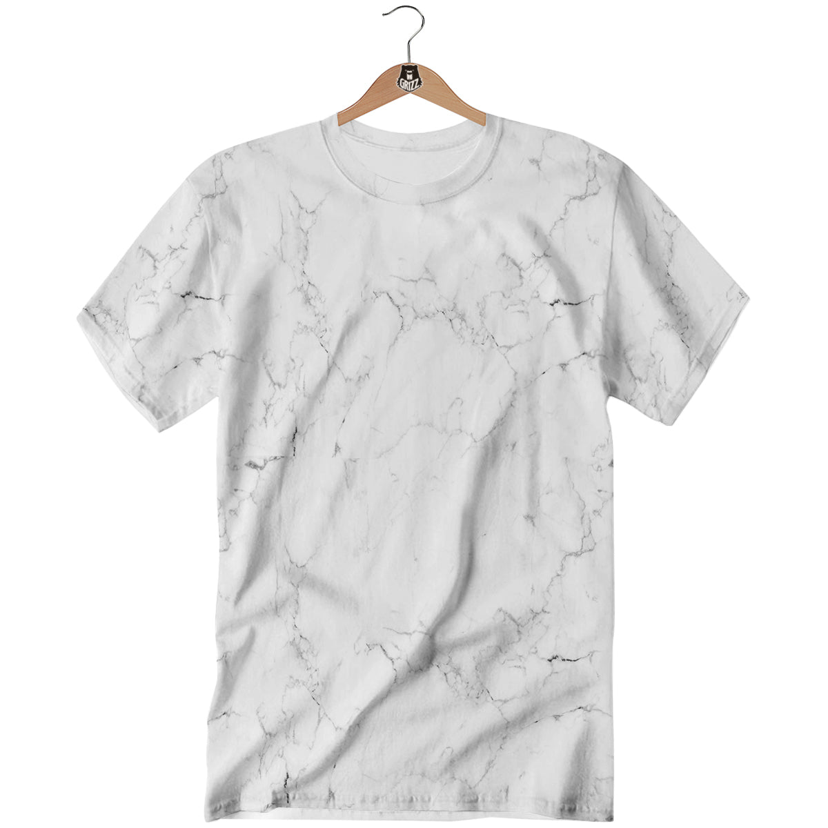 White Marble Pattern T-Shirt-grizzshop