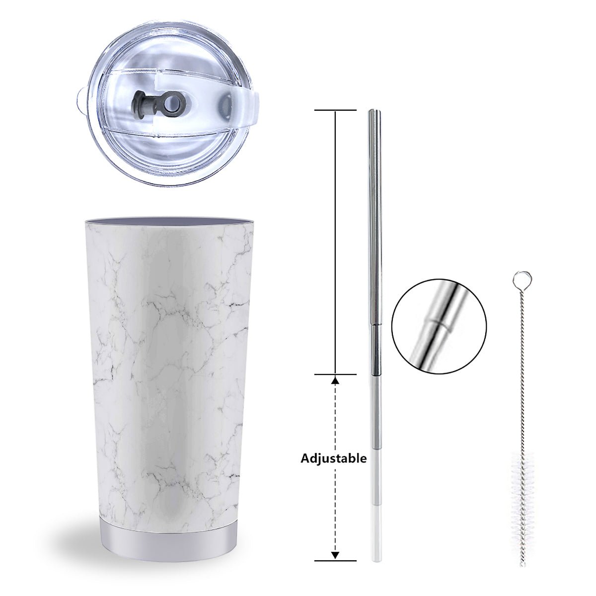 White Marble Pattern Tumbler-grizzshop