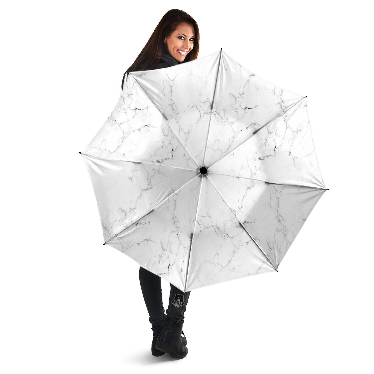 White Marble Pattern Umbrella-grizzshop