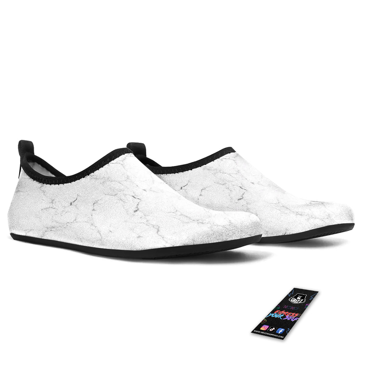White Marble Pattern Water Shoes-grizzshop