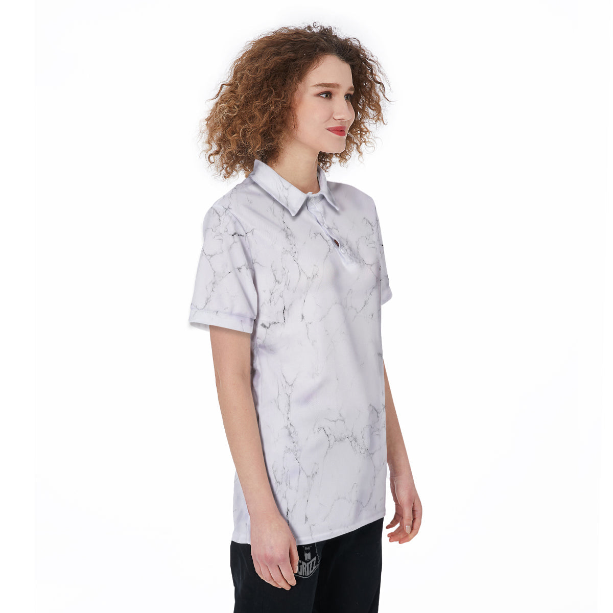 White Marble Pattern Women's Golf Shirts-grizzshop
