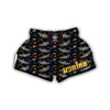 White Moth Hand Drawn Print Pattern Muay Thai Boxing Shorts-grizzshop