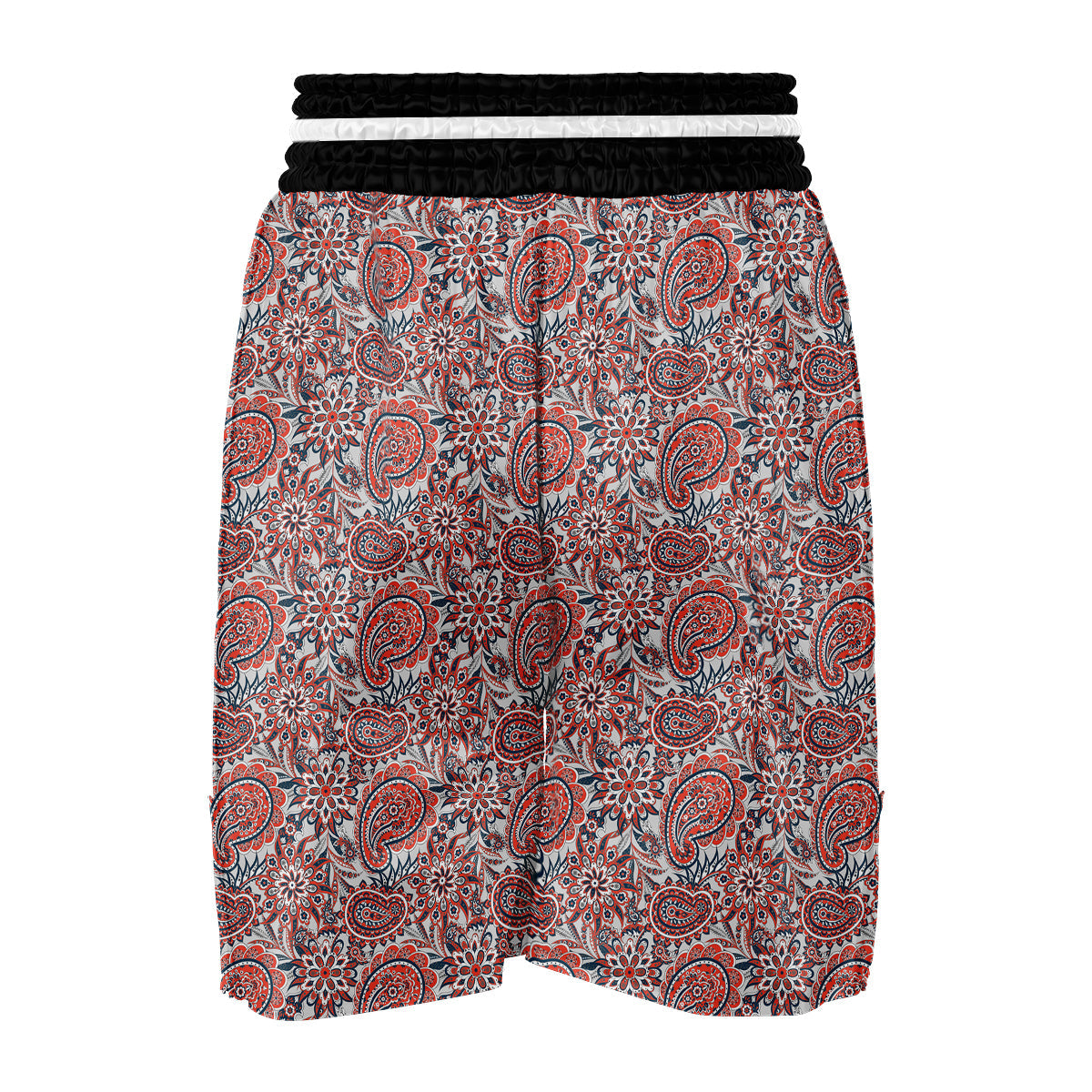 White Paisley Boxing Shorts-grizzshop
