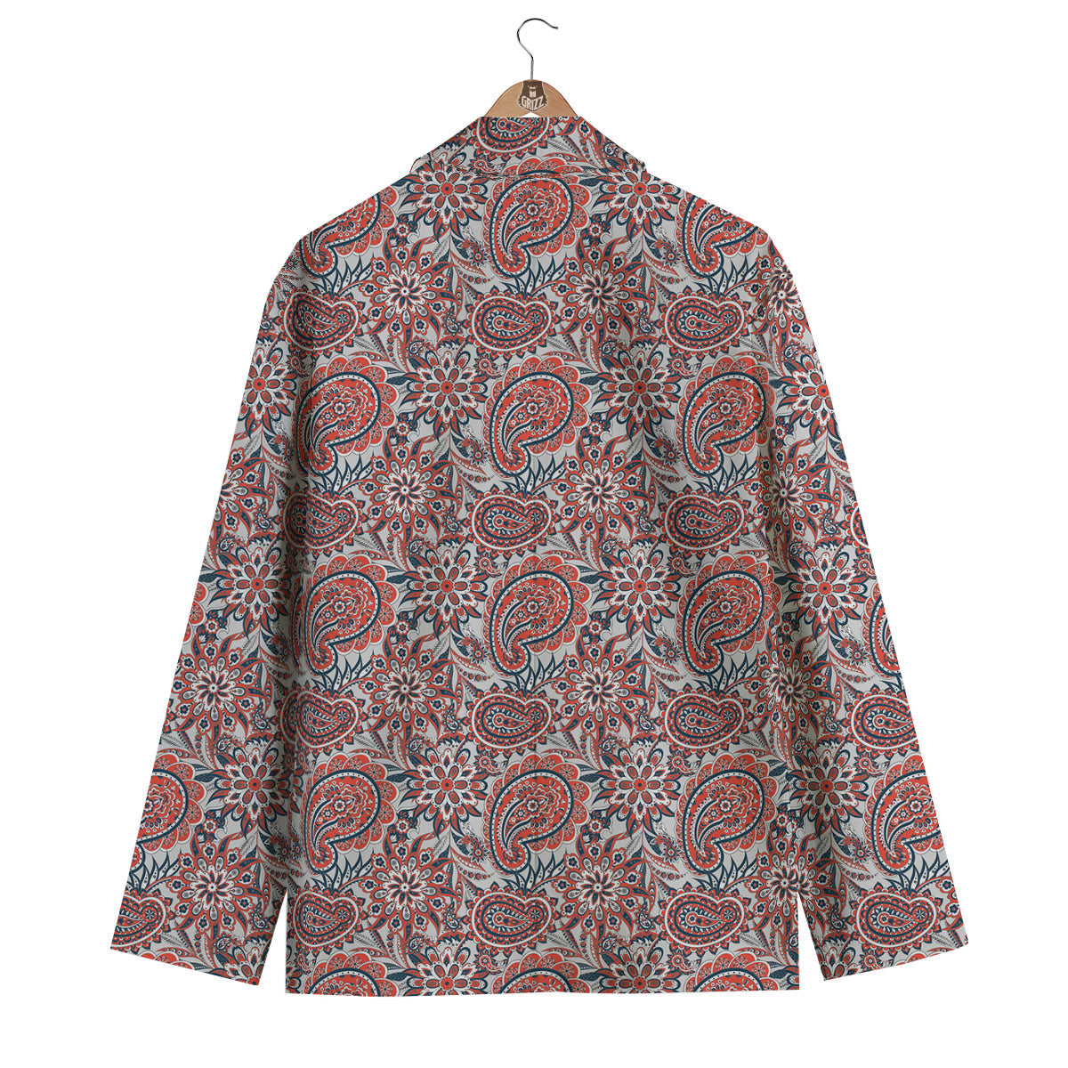 White Paisley Men's Blazer-grizzshop