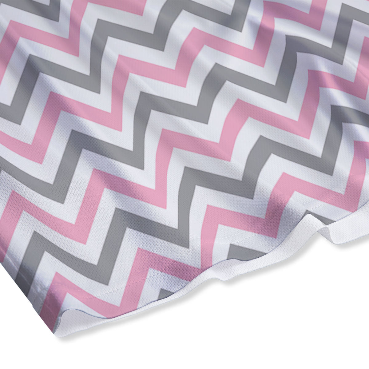 White Pink And Grey Chevron Print Mesh Shorts