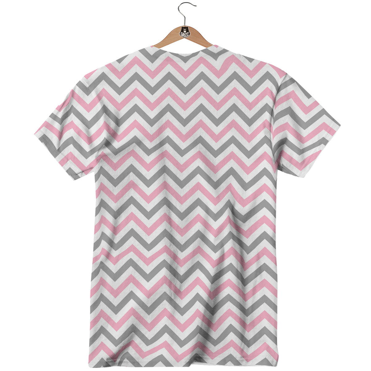 White Pink And Grey Chevron Print T-Shirt-grizzshop