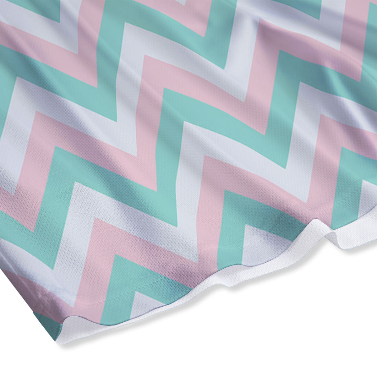 White Pink And Navy Chevron Print Mesh Shorts