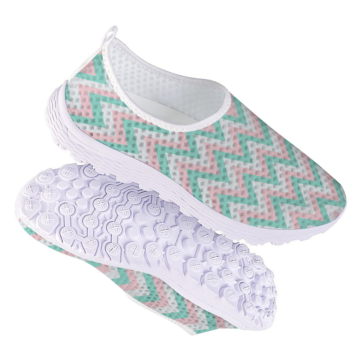 White Pink And Navy Chevron Print Nurse Shoes-grizzshop