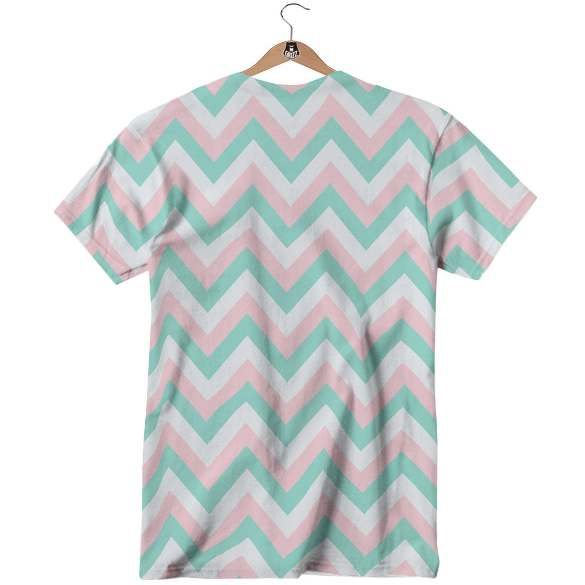 White Pink And Navy Chevron Print T-Shirt-grizzshop