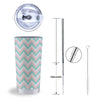 White Pink And Navy Chevron Print Tumbler-grizzshop