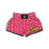 White Raspberry Pink Print Pattern Muay Thai Boxing Shorts-grizzshop