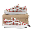 White Red And Beige Argyle Print Pattern Skate Shoes-grizzshop