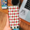 White Red And Beige Argyle Print Pattern Tumbler-grizzshop