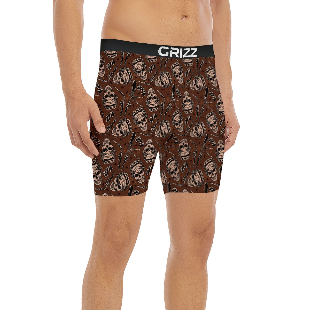 White Shark Cartoon Print Pattern Boxer Briefs-grizzshop