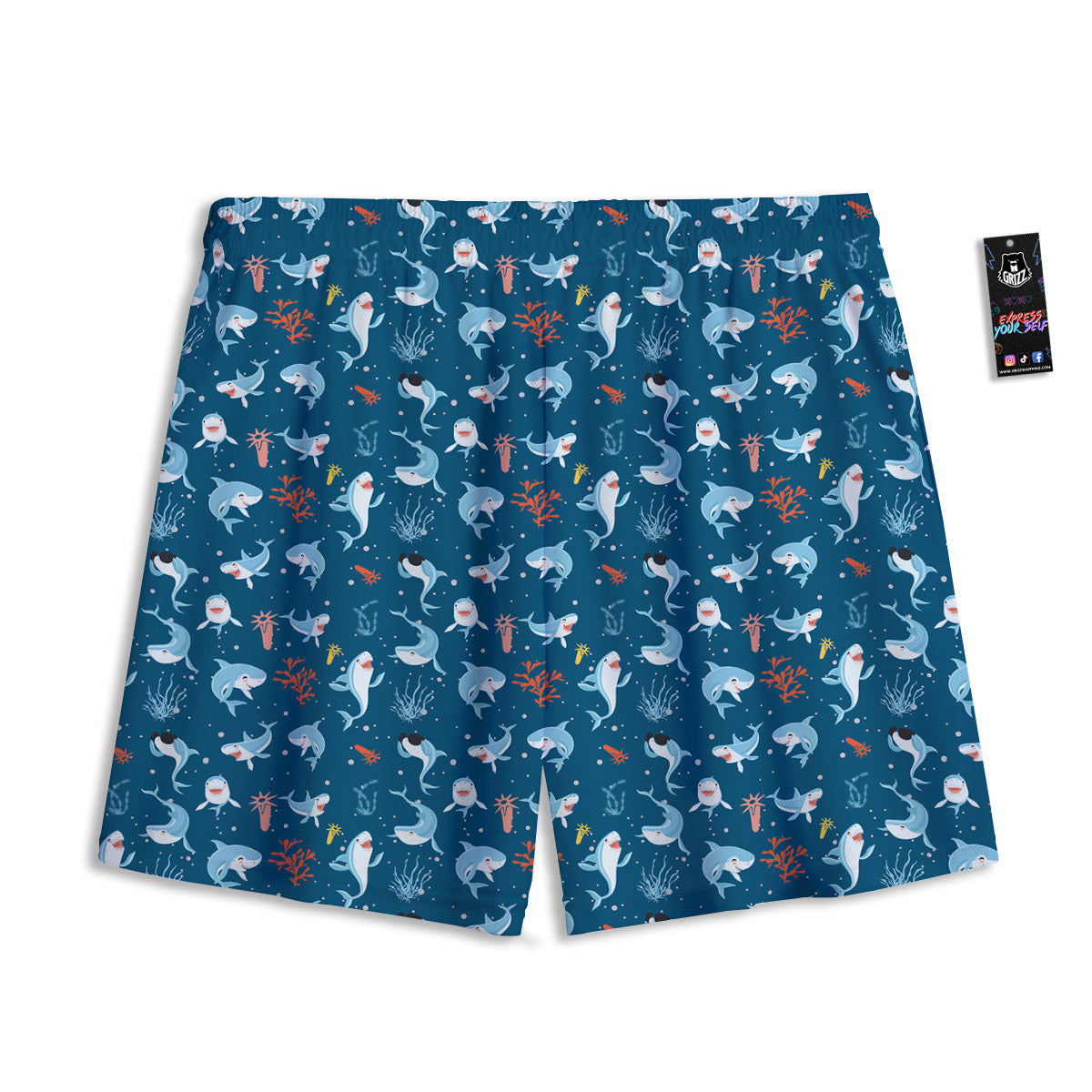 Welder Skull Print Pattern Mesh Shorts