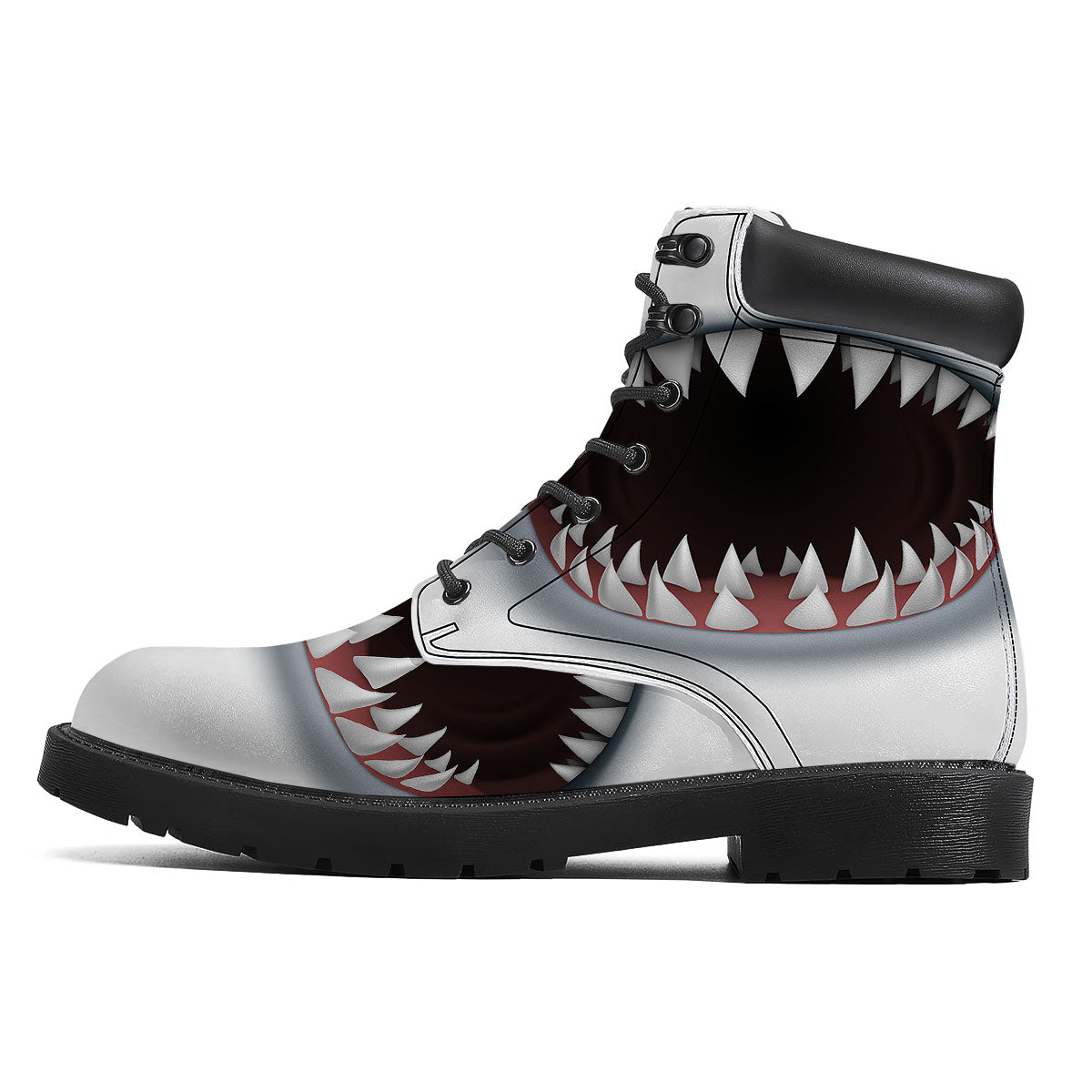 White Shark Open Mouth Print Boots-grizzshop