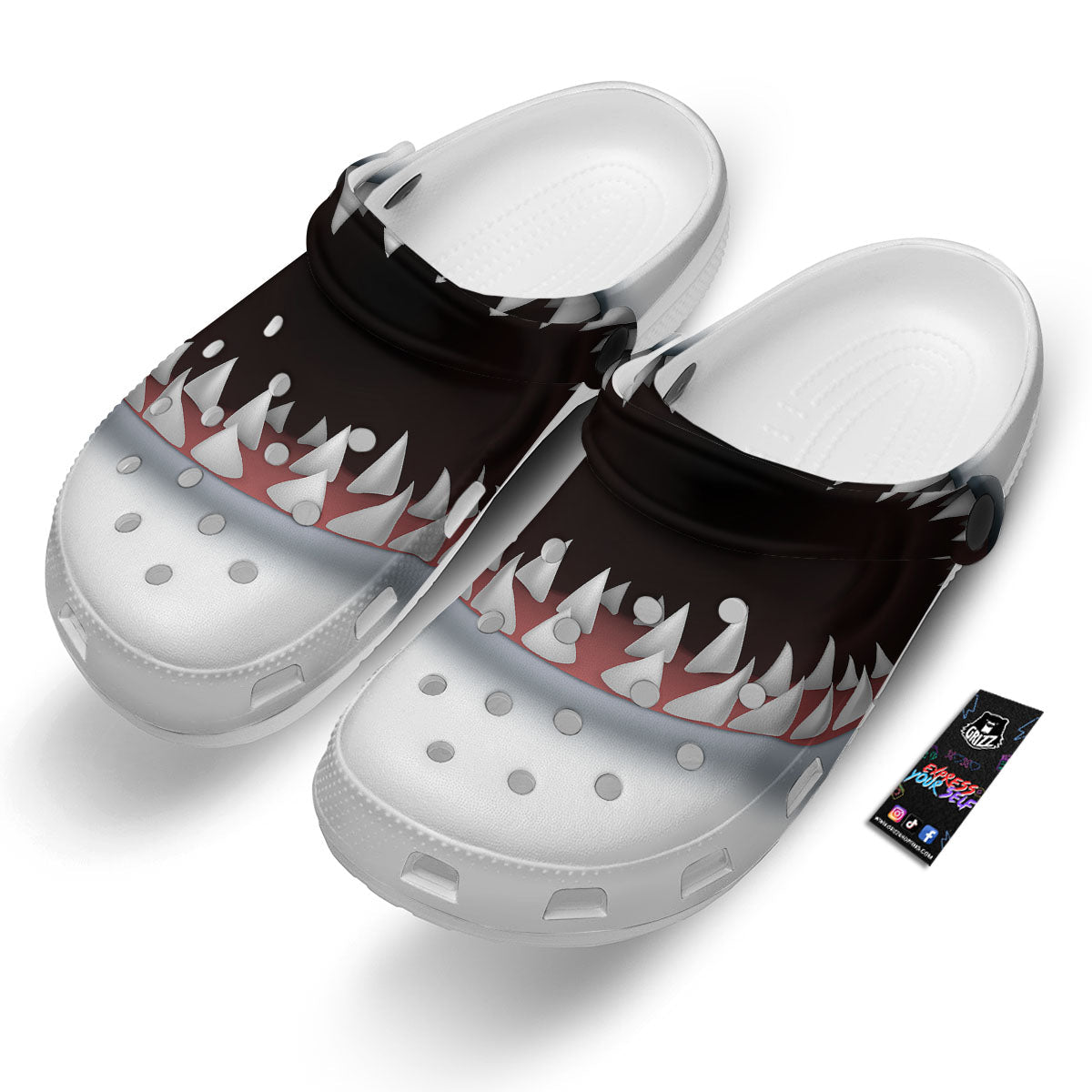 White Shark Open Mouth Print Clog-grizzshop
