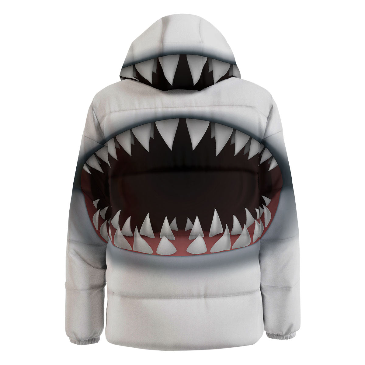 White Shark Open Mouth Print Down Jacket-grizzshop