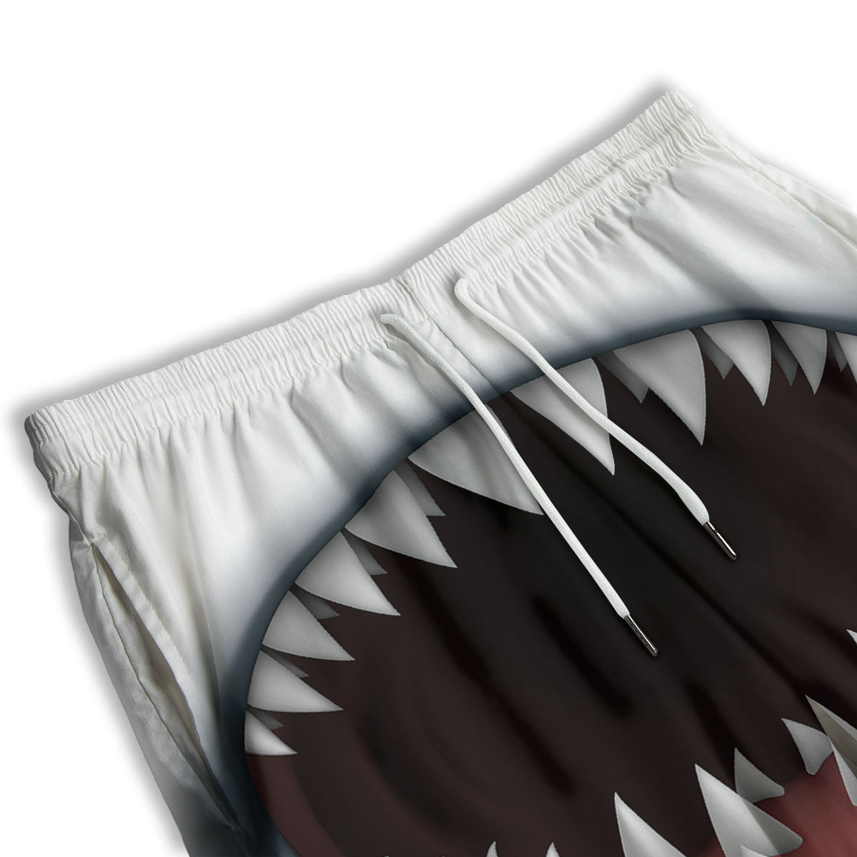 White Shark Open Mouth Print Men's Athletic Shorts