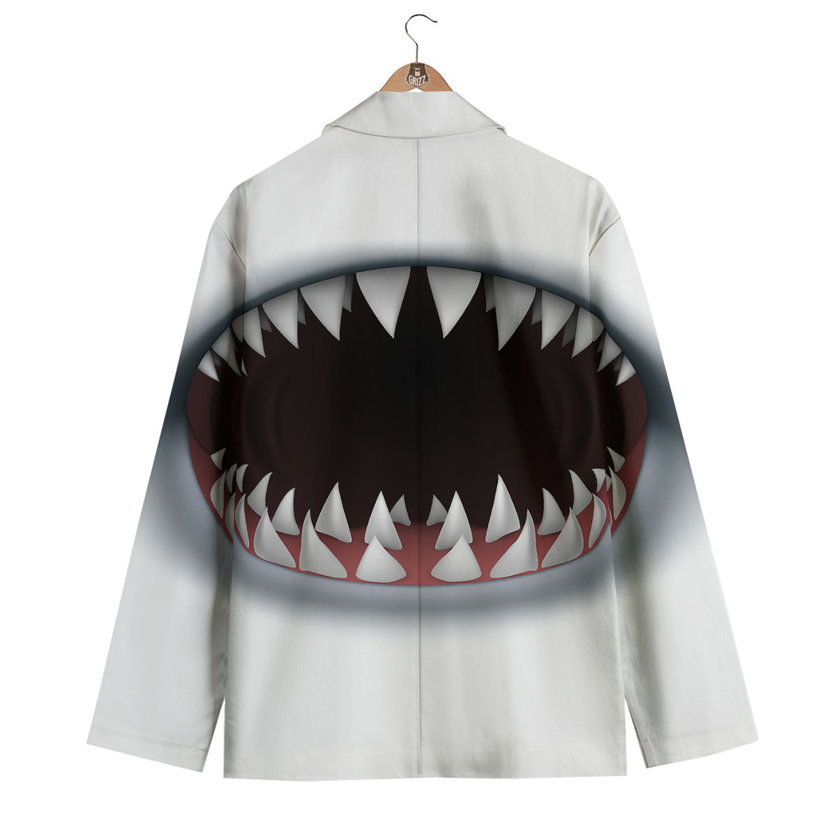 White Shark Open Mouth Print Men's Blazer-grizzshop