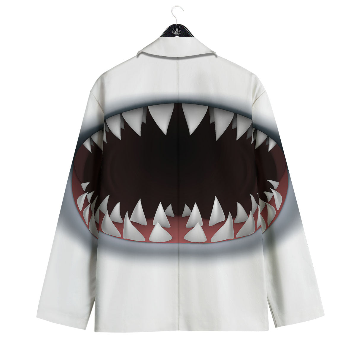 White Shark Open Mouth Print Men's Sport Coat-grizzshop