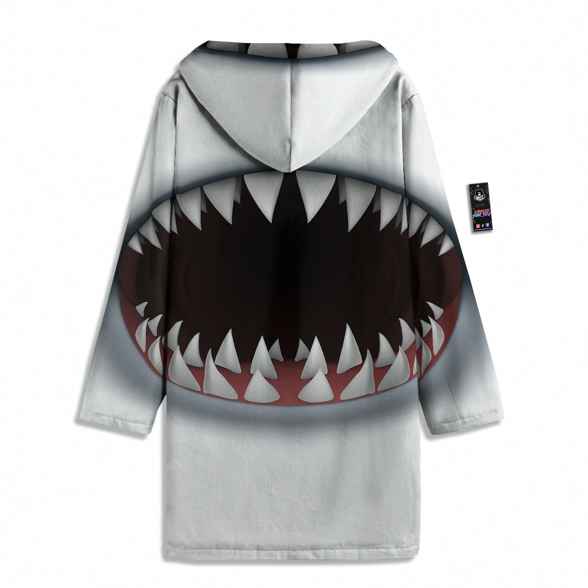 White Shark Open Mouth Print Men's Windbreaker Jacket-grizzshop
