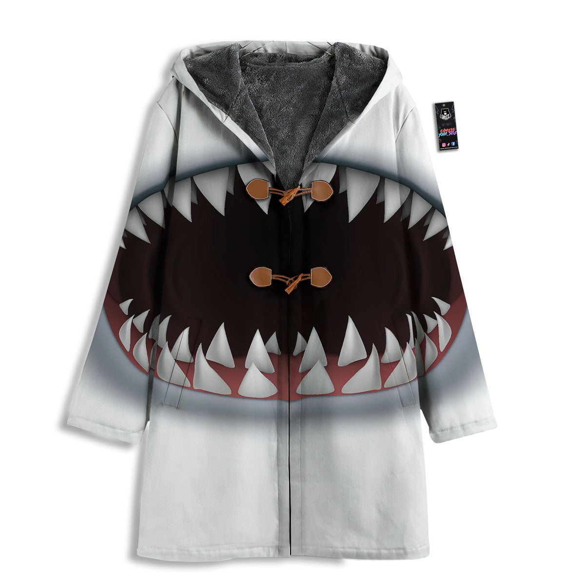 White Shark Open Mouth Print Men's Windbreaker Jacket-grizzshop