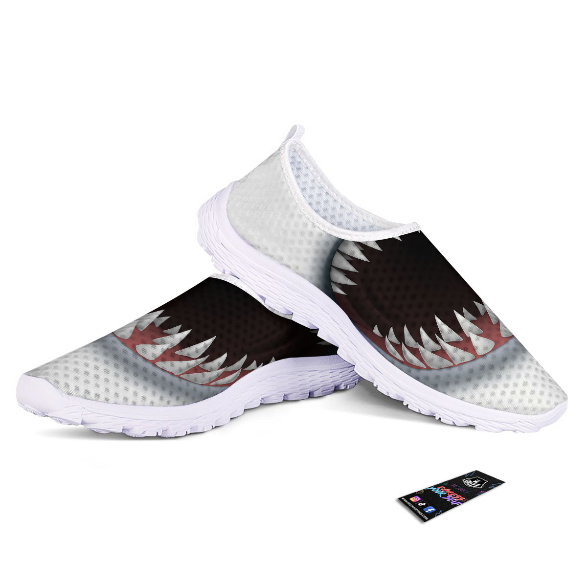 White Shark Open Mouth Print Nurse Shoes-grizzshop
