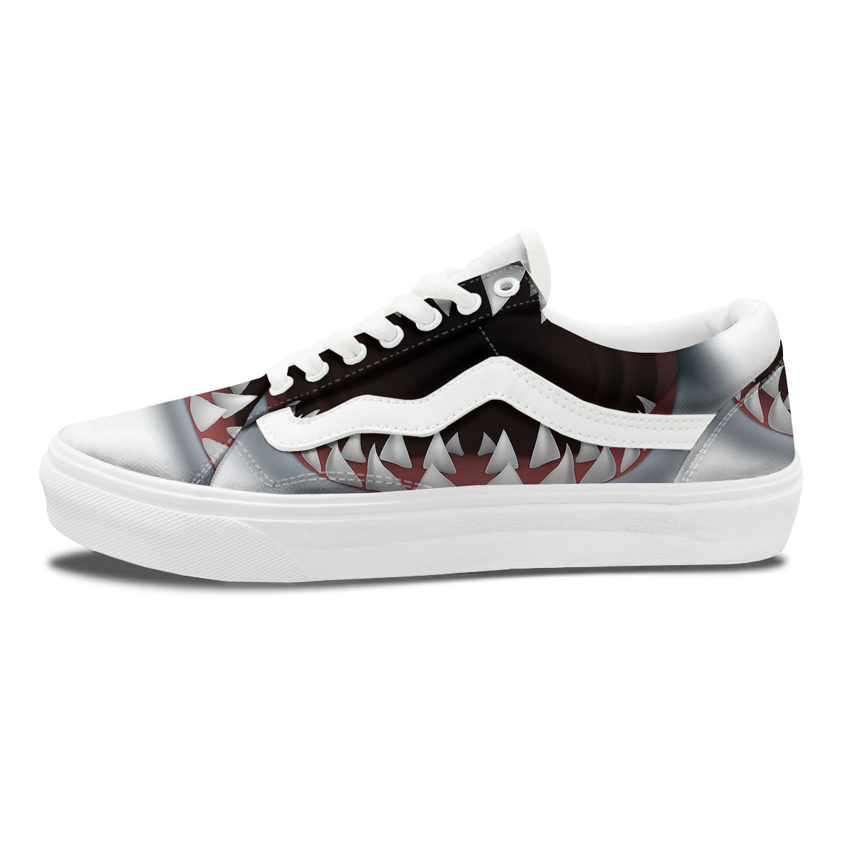 White Shark Open Mouth Print Skate Shoes-grizzshop