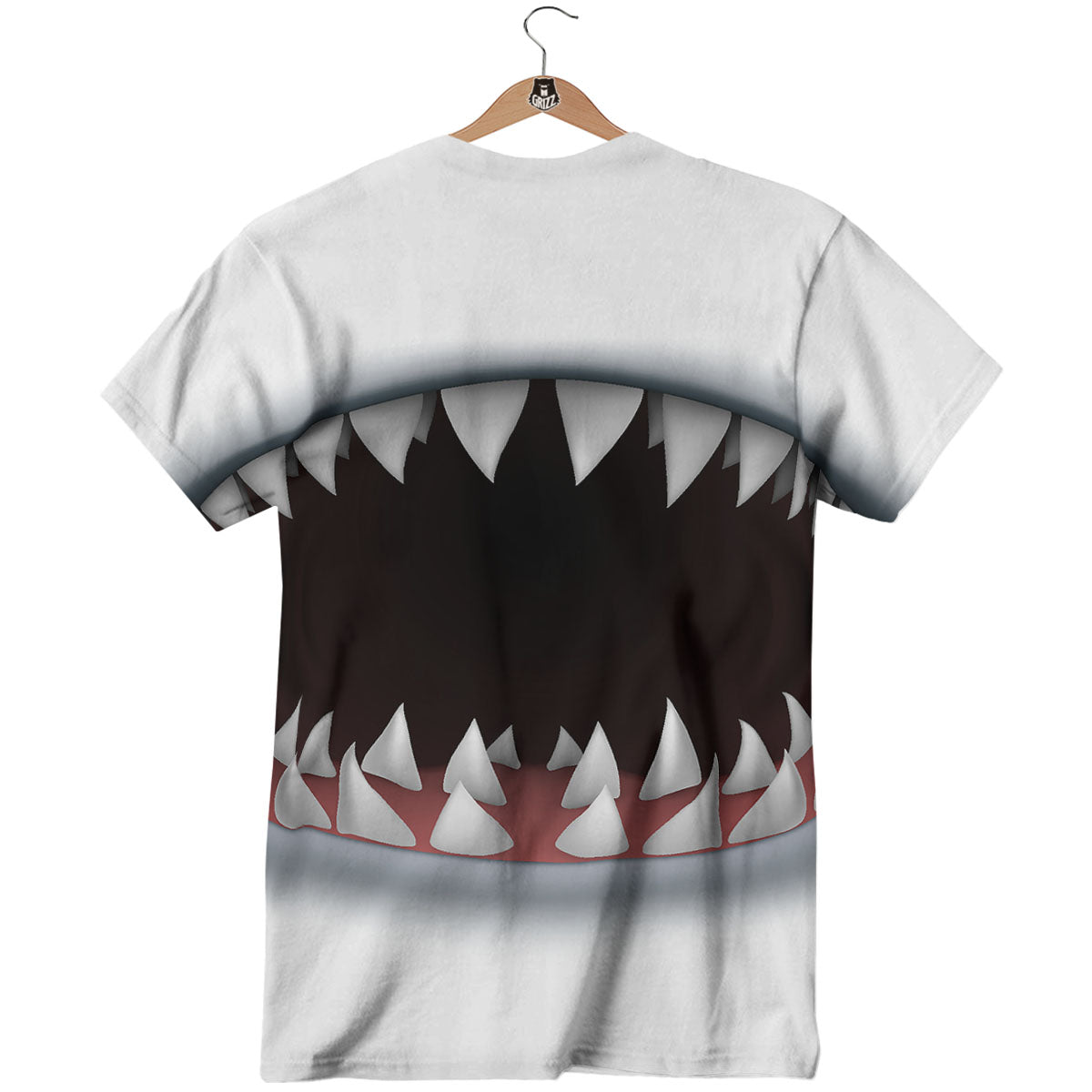 White Shark Open Mouth Print T-Shirt-grizzshop