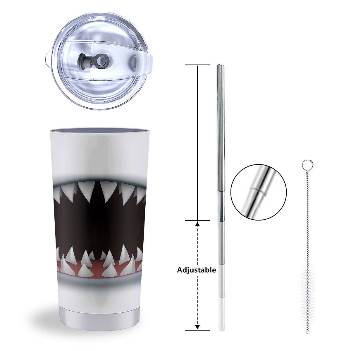 White Shark Open Mouth Print Tumbler-grizzshop