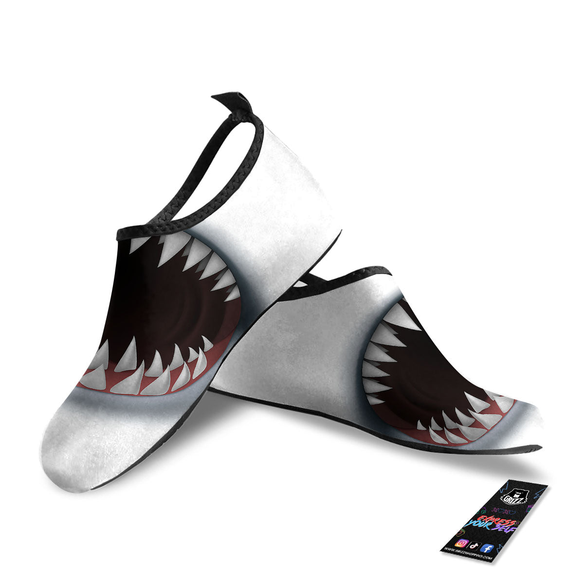 White Shark Open Mouth Print Water Shoes-grizzshop