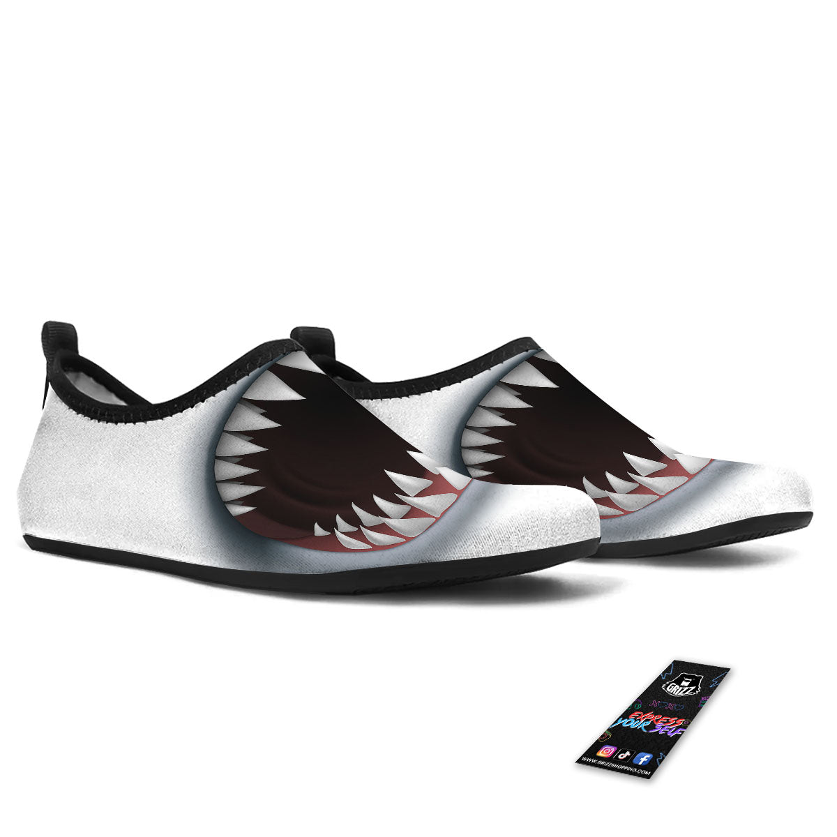 White Shark Open Mouth Print Water Shoes-grizzshop